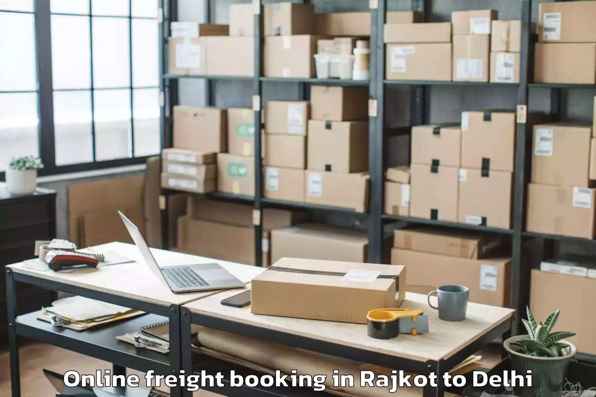 Affordable Rajkot to Seema Puri Online Freight Booking